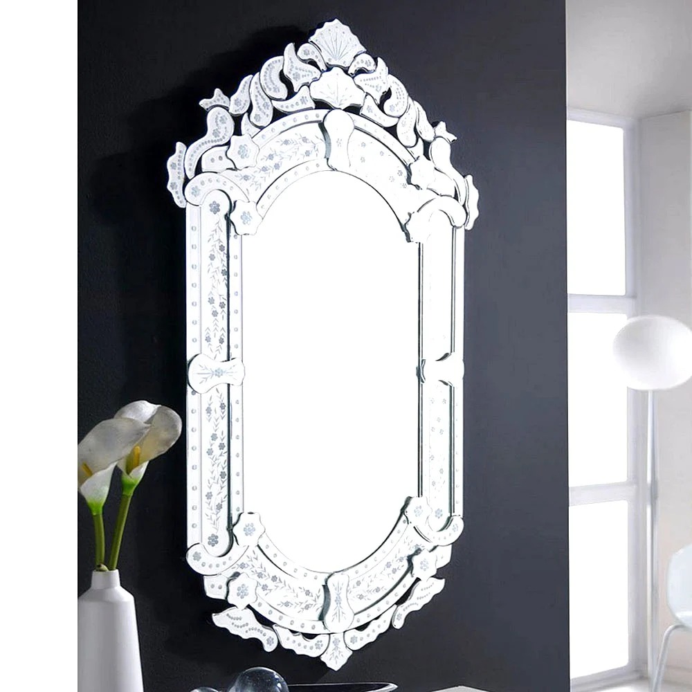 White Floral Regal Mirror